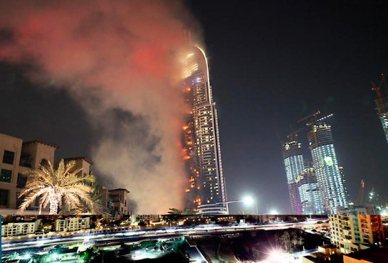 Видео пожара Address Downtown в Дубай