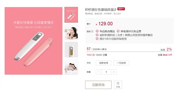 Xiaomi начала краудфандинг умного градусника для женщин