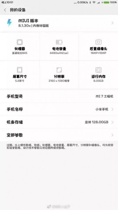 Опубликованы очередные подробности о флагмане Xiaomi Mi7