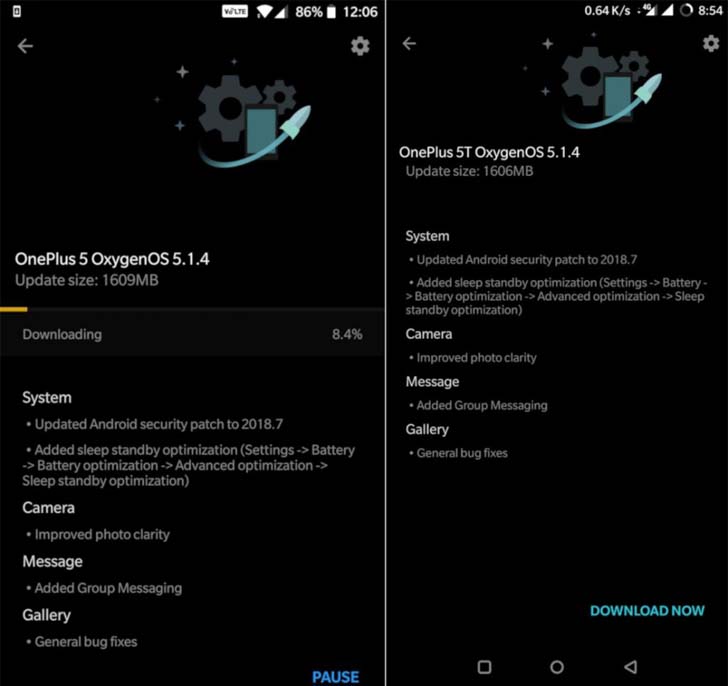 Для смартфонов OnePlus 5 и 5T вышла прошивка OxygenOS 5.1.4
