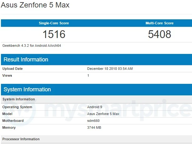 Asus ZenFone 5 Max протестирован в Geekbench