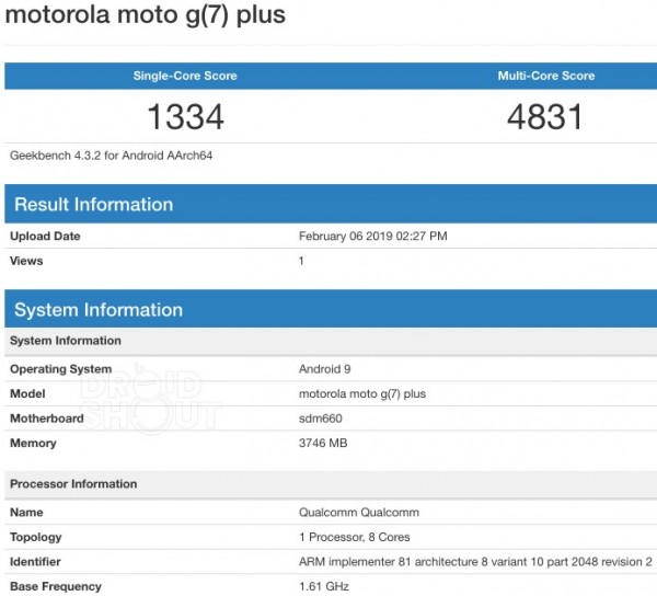 Moto G7 Plus попал в Geekbench за несколько часов до анонса